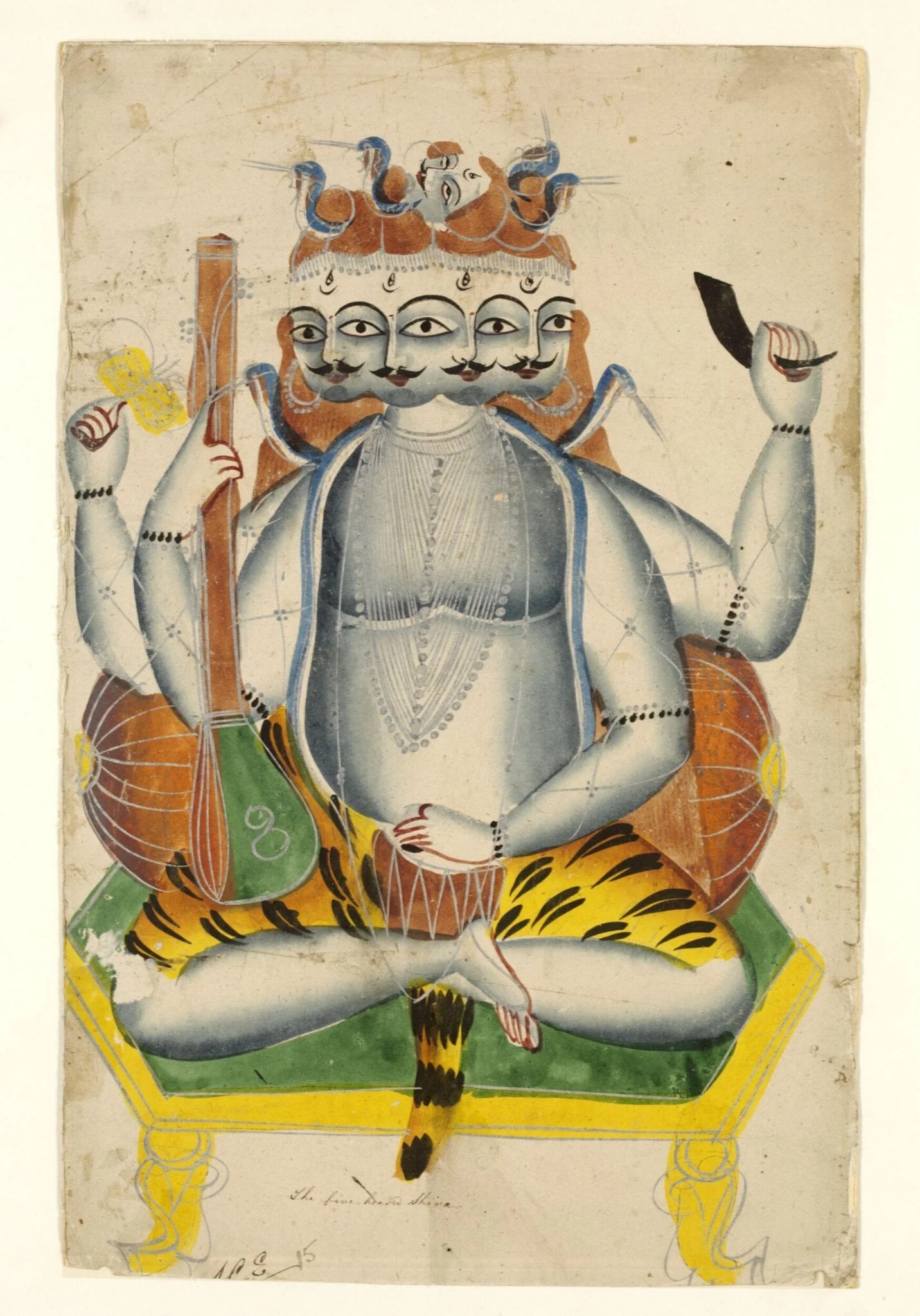 Shiva Panchanana, by Unknown, paint, 1850
