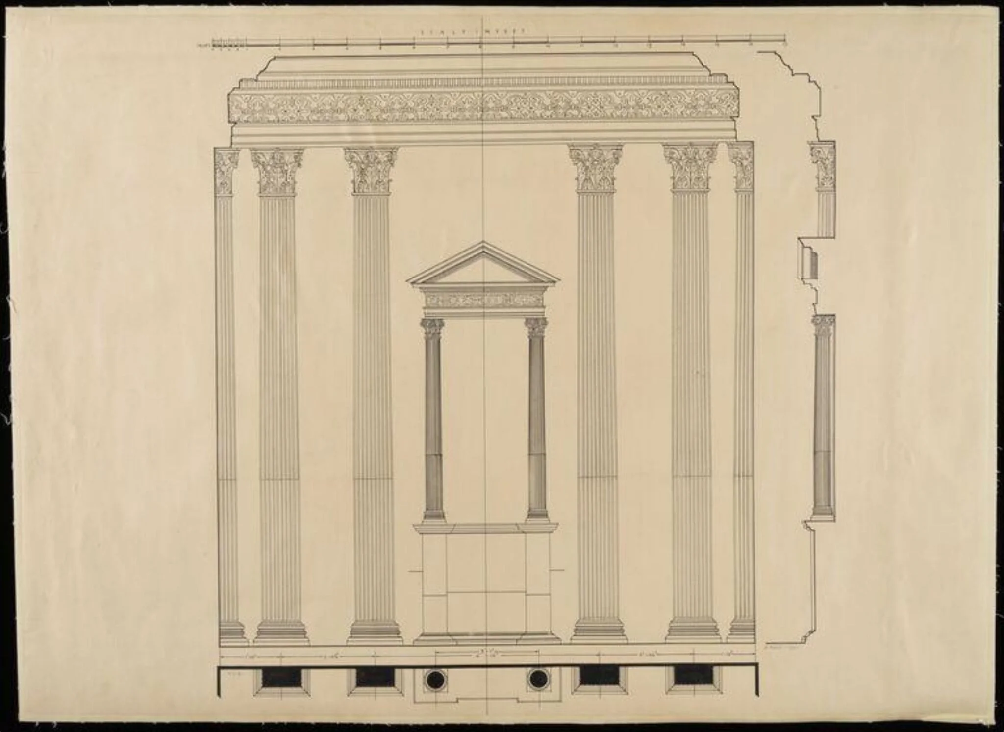 Elevation of wall showing niche.