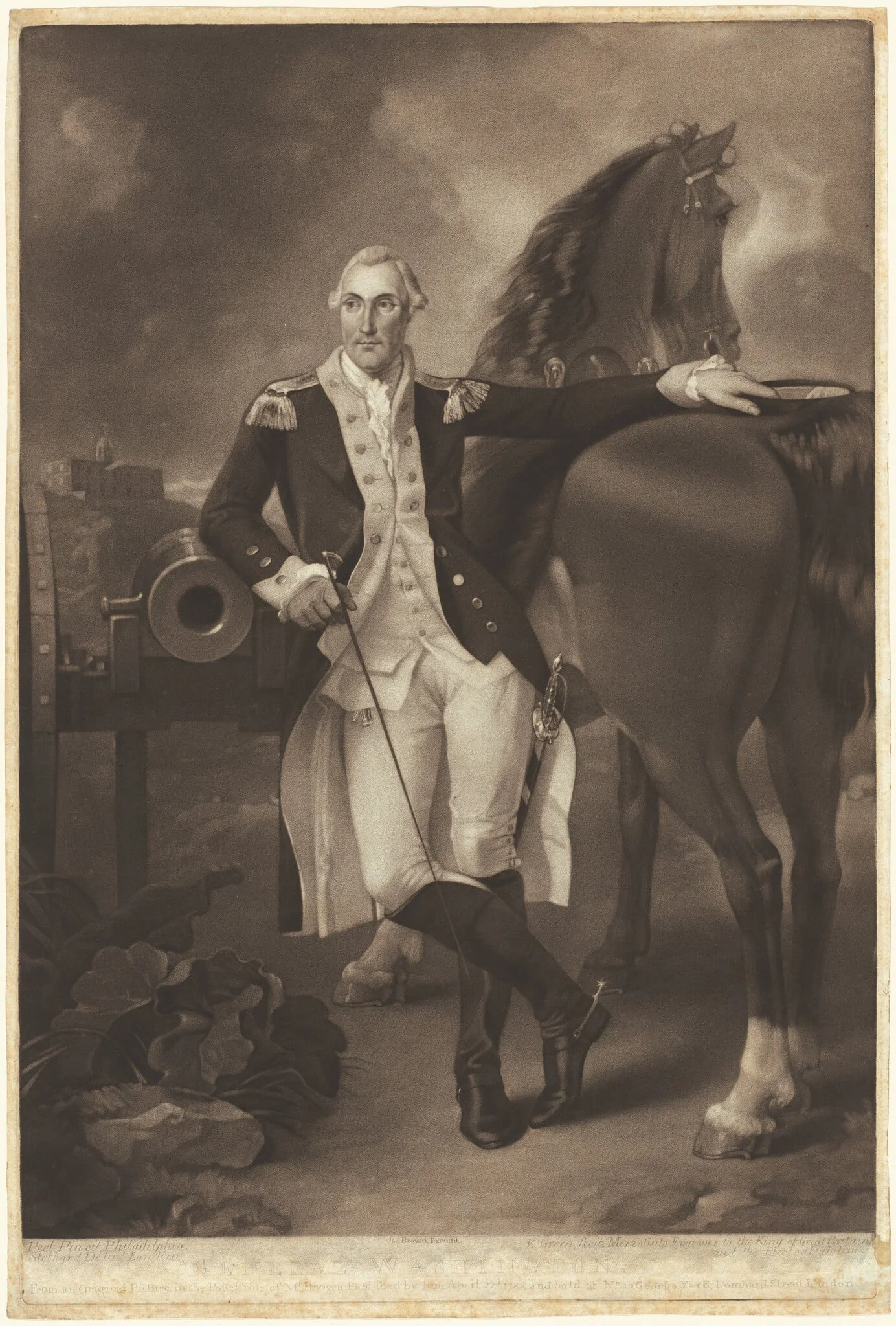 George Washington, by Valentine Green, ink, 1785