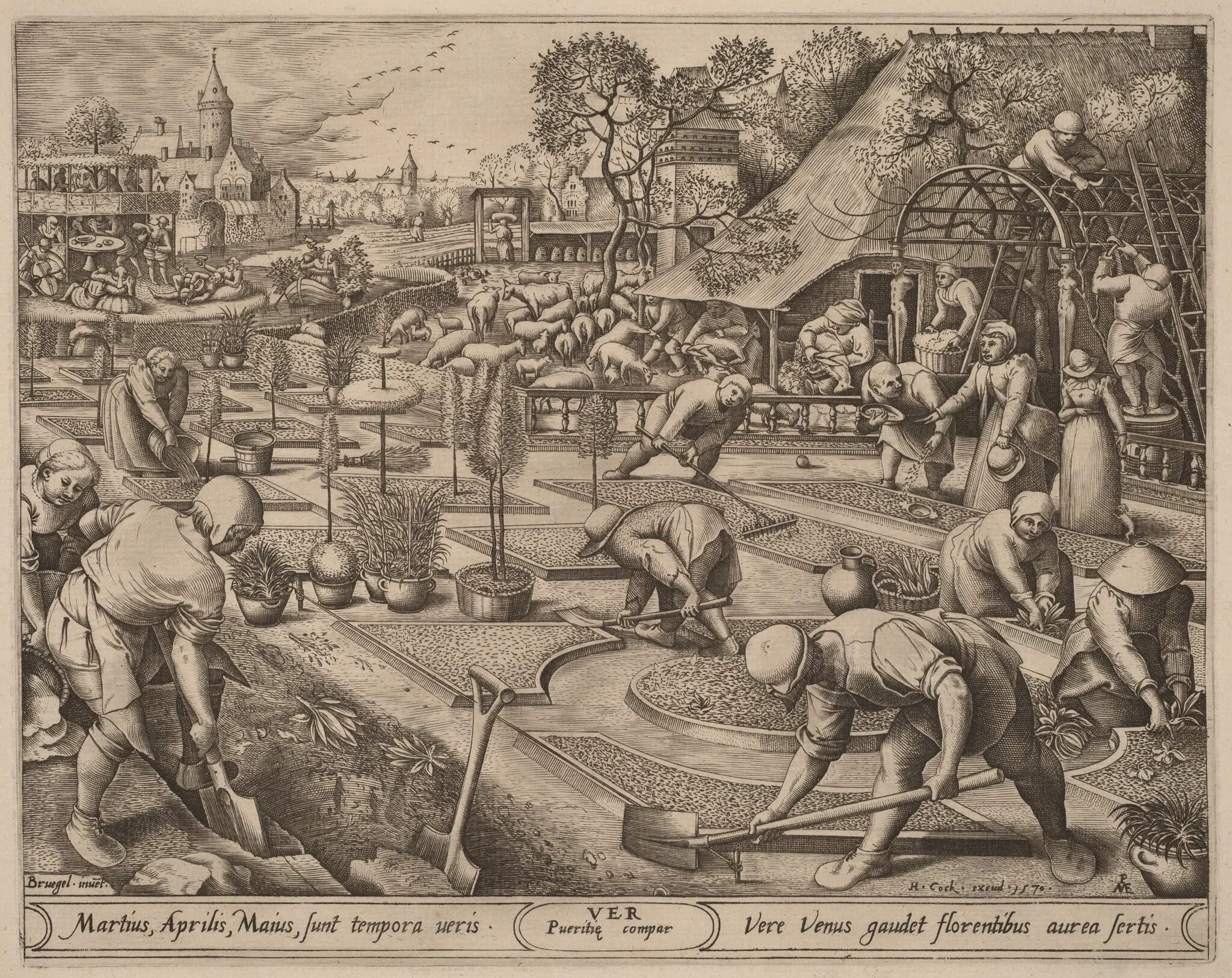 Spring, by Pieter van der Heyden, ink, 1570