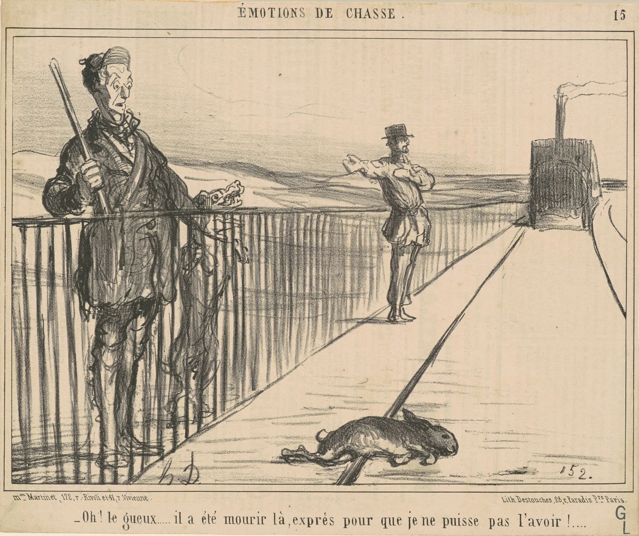 Oh! Le gueux ... il a été mourir la ..., by Honoré Daumier, ink, 1858