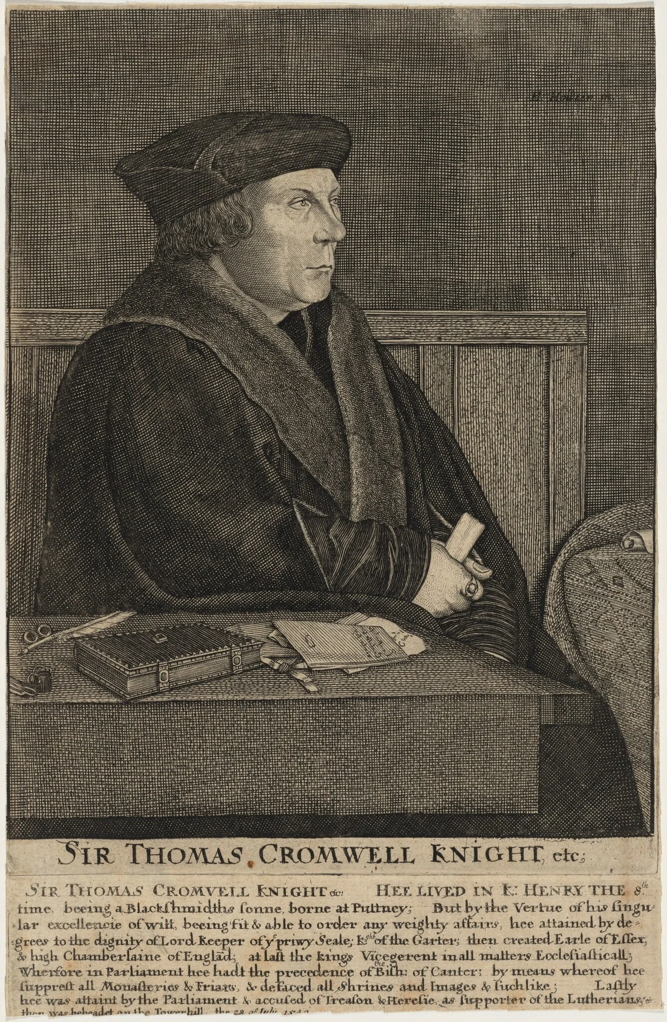 Sir Thomas Cromwell, by Wenceslaus Hollar, ink, 1642