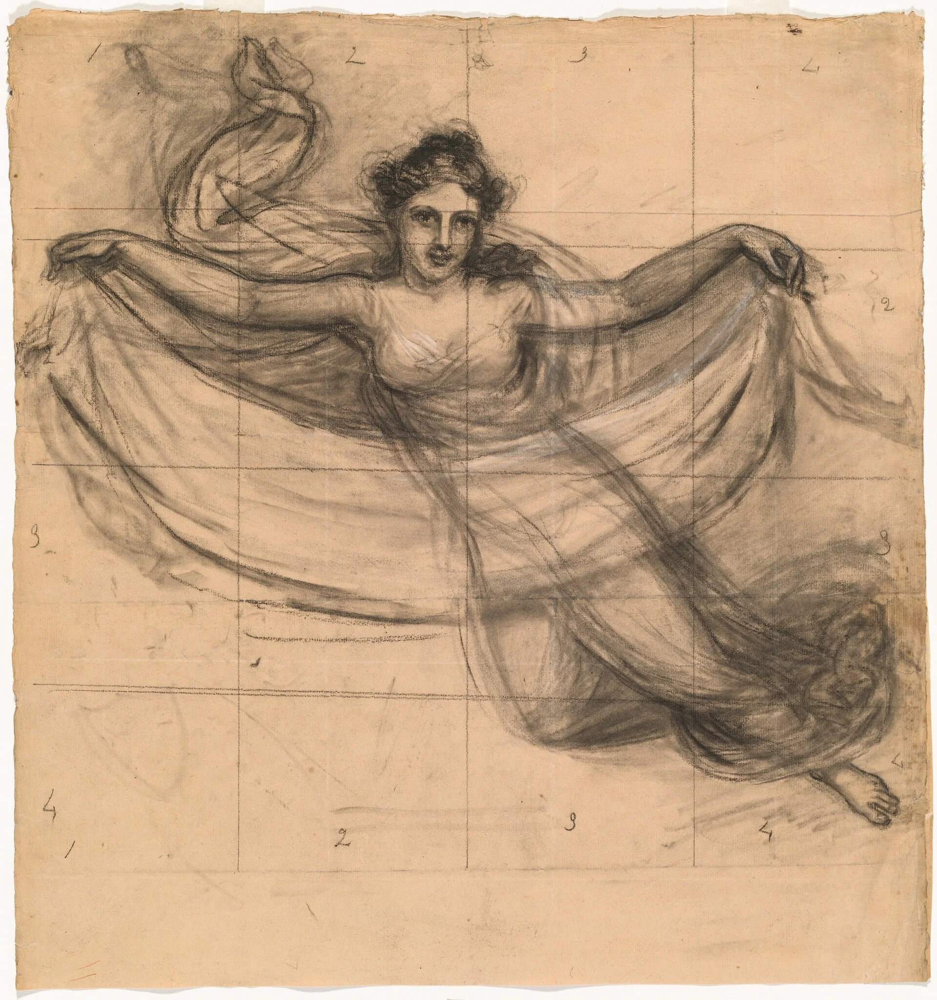 A Muse, by John Vanderlyn, charcoal, 1816