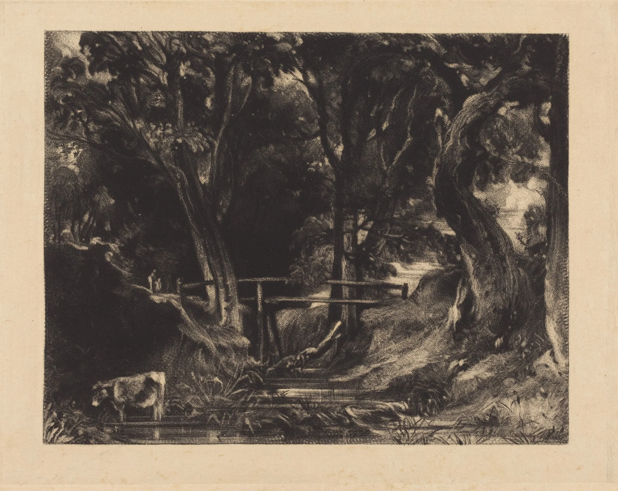 A Dell, Helmingham Park, Suffolk, by David Lucas, ink, 1830