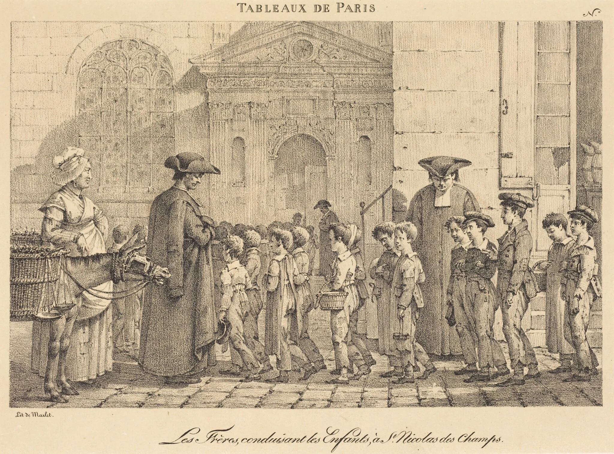 Les Frères Conduisent les Enfants, à St. Nicolas des Champs, by Jean Henri Marlet, ink, 1808