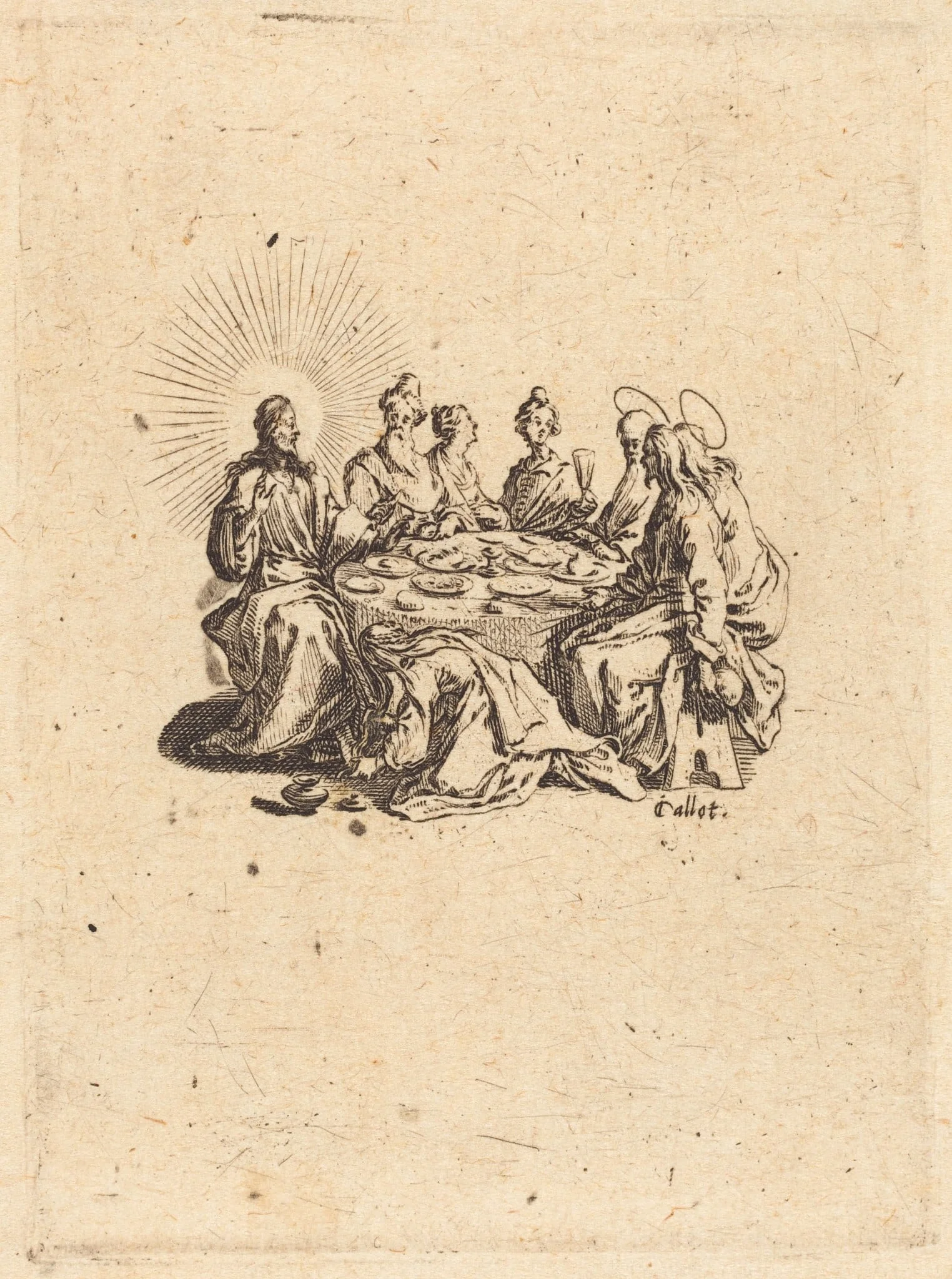 The Feast of the Pharisees, by Jacques Callot, ink, 1618