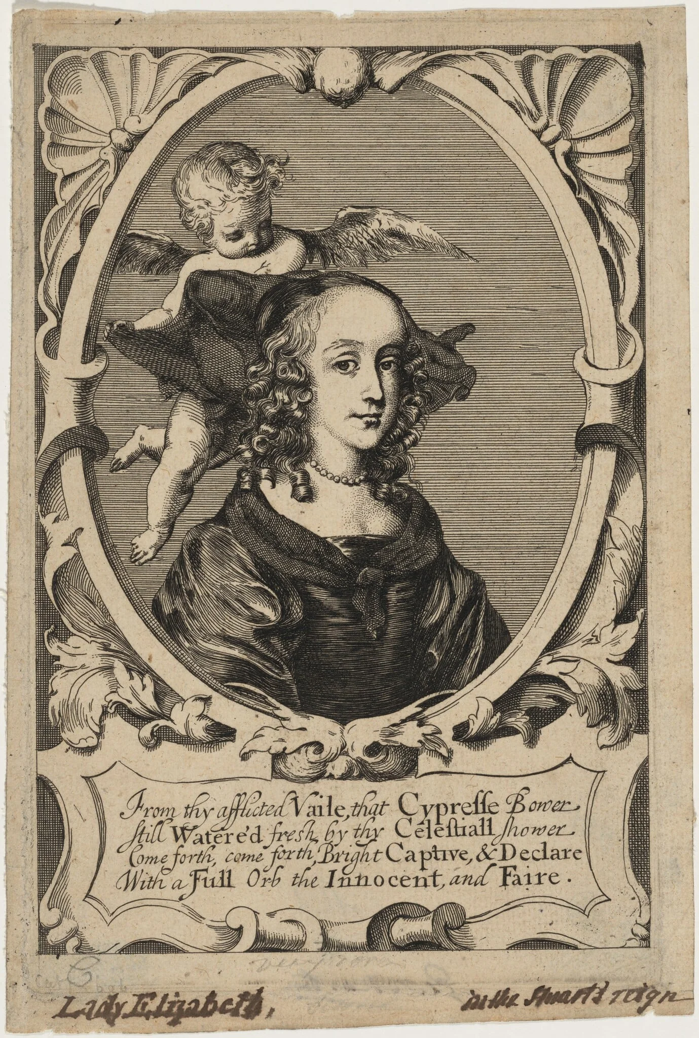 Princess Elizabeth, Second Daughter of Charles I, by Robert Gaywood, ink, 1655