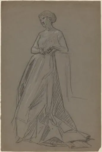 Standing Woman Leaning on Her Elbow