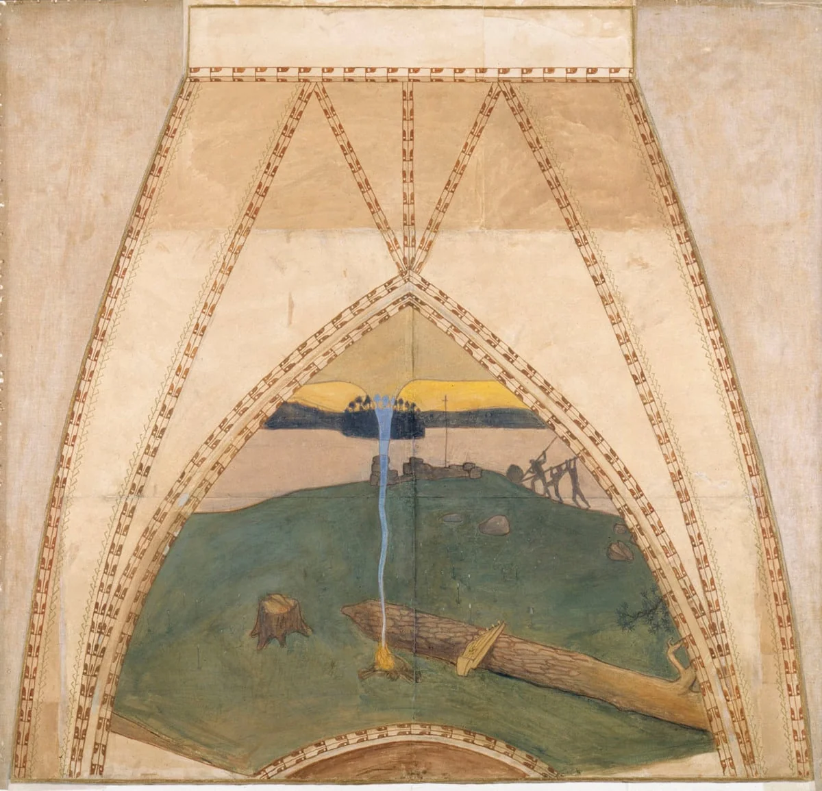 Pakanuus ja kristinusko, luonnos Suomen paviljongin kupolifreskoihin Pariisin vuoden 1900 maailmannäyttelyyn, by Akseli Gallen-Kallela, unspecified, 1895
