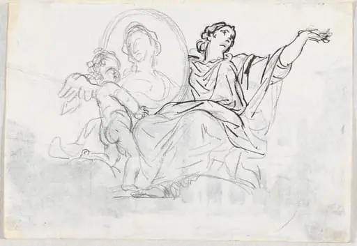 Woman and Putto with a Memorial Portrait