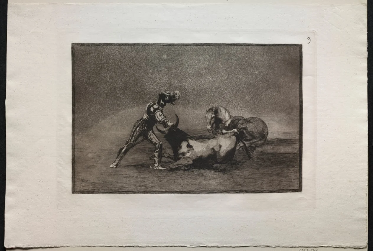 Bullfights:  A Spanish Knight Kills the Bull After Having Lost His Horse