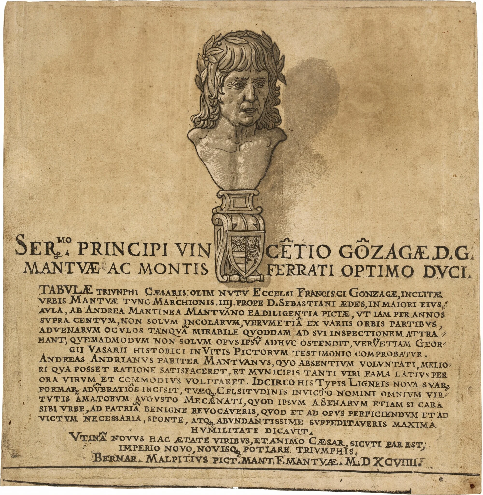 The Triumph of Julius Caesar: Title Page, by Andrea Andreani, ink, 1599