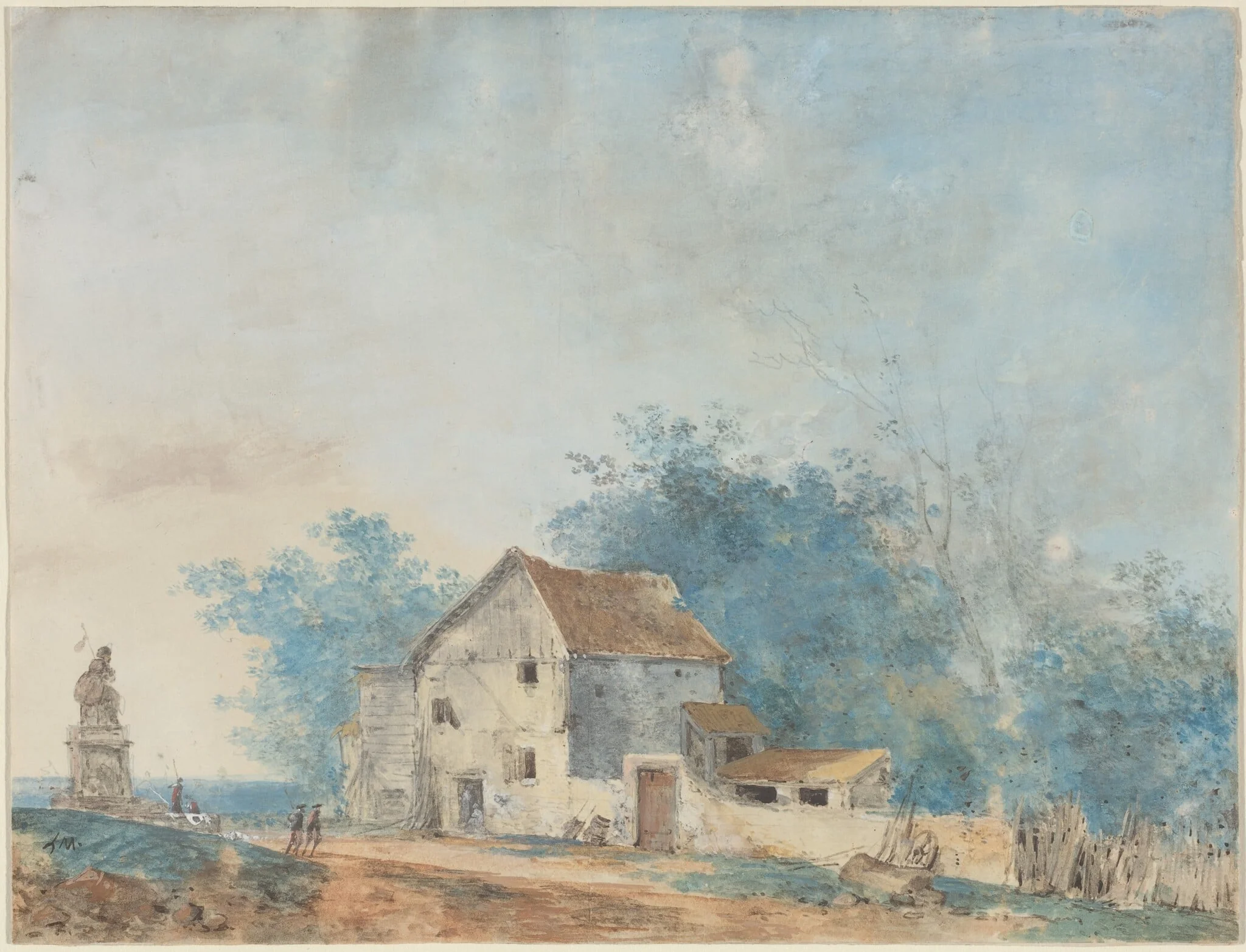 Landscape, by Louis Gabriel Moreau the Elder, gouache, 1774