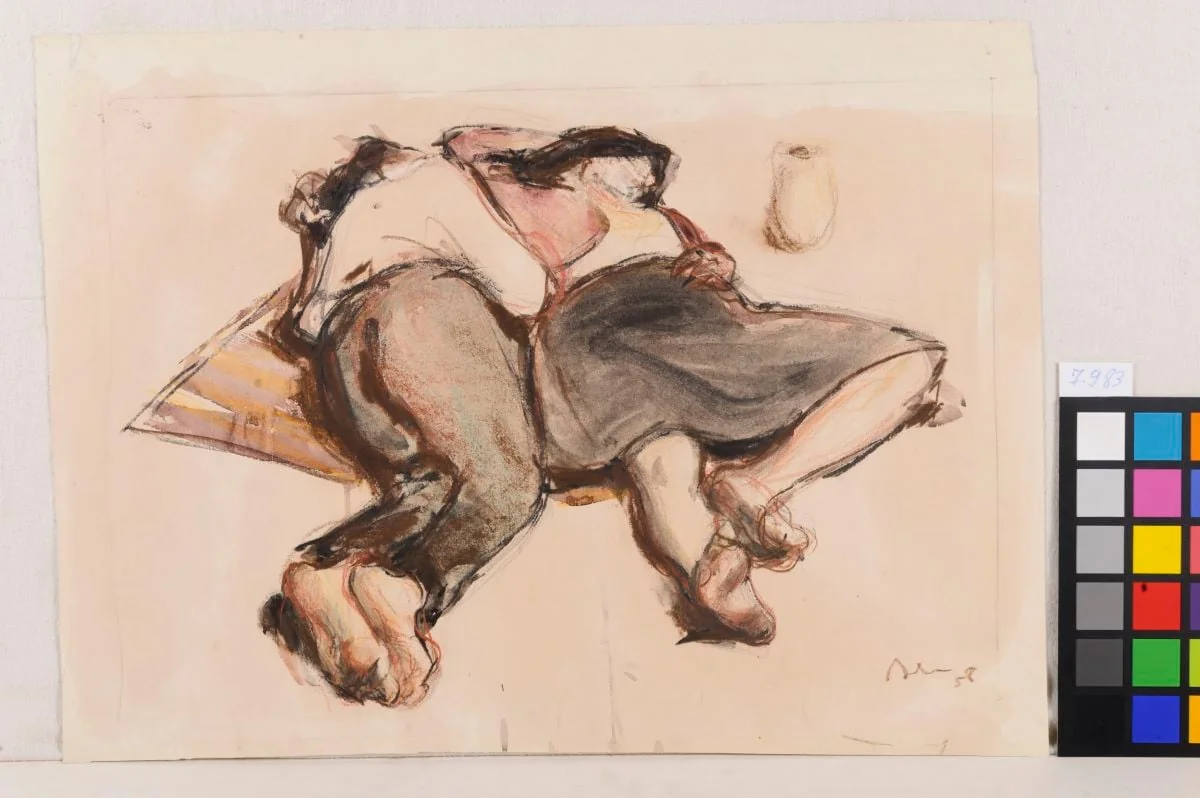 Oameni dormind, by Corneliu Baba, 1958
