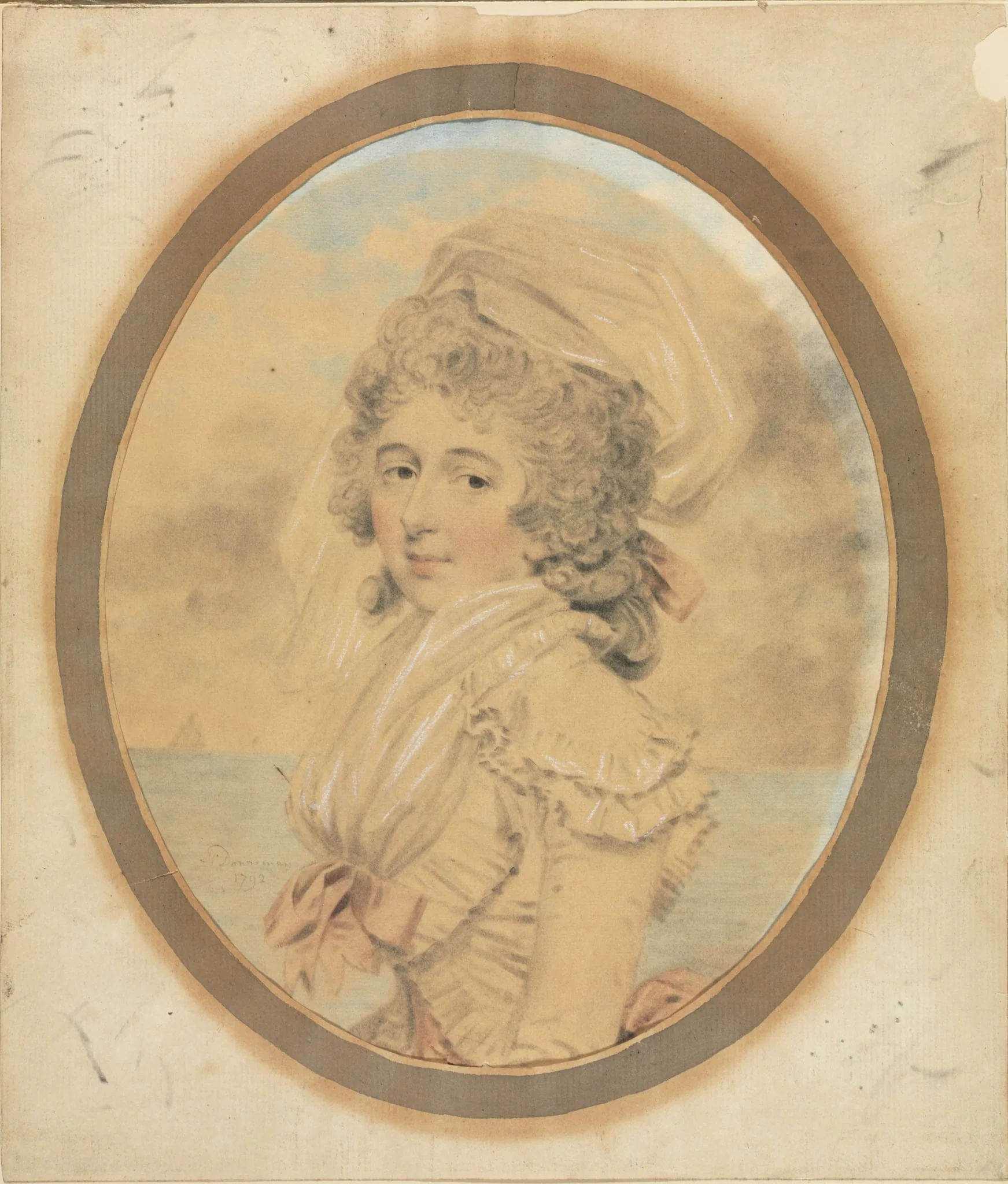 Young Lady with a Pink Bow on Her Bodice, by John Downman, 1792