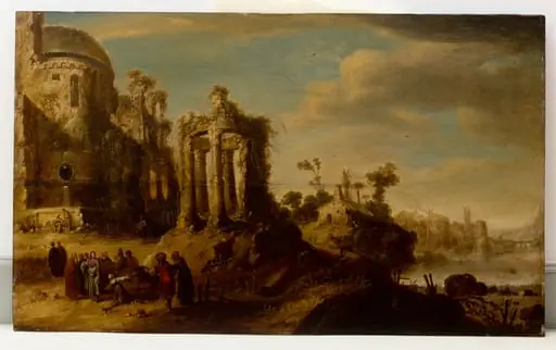 Ruinenlandschaft mit Christus und dem kanaanäischen Weib