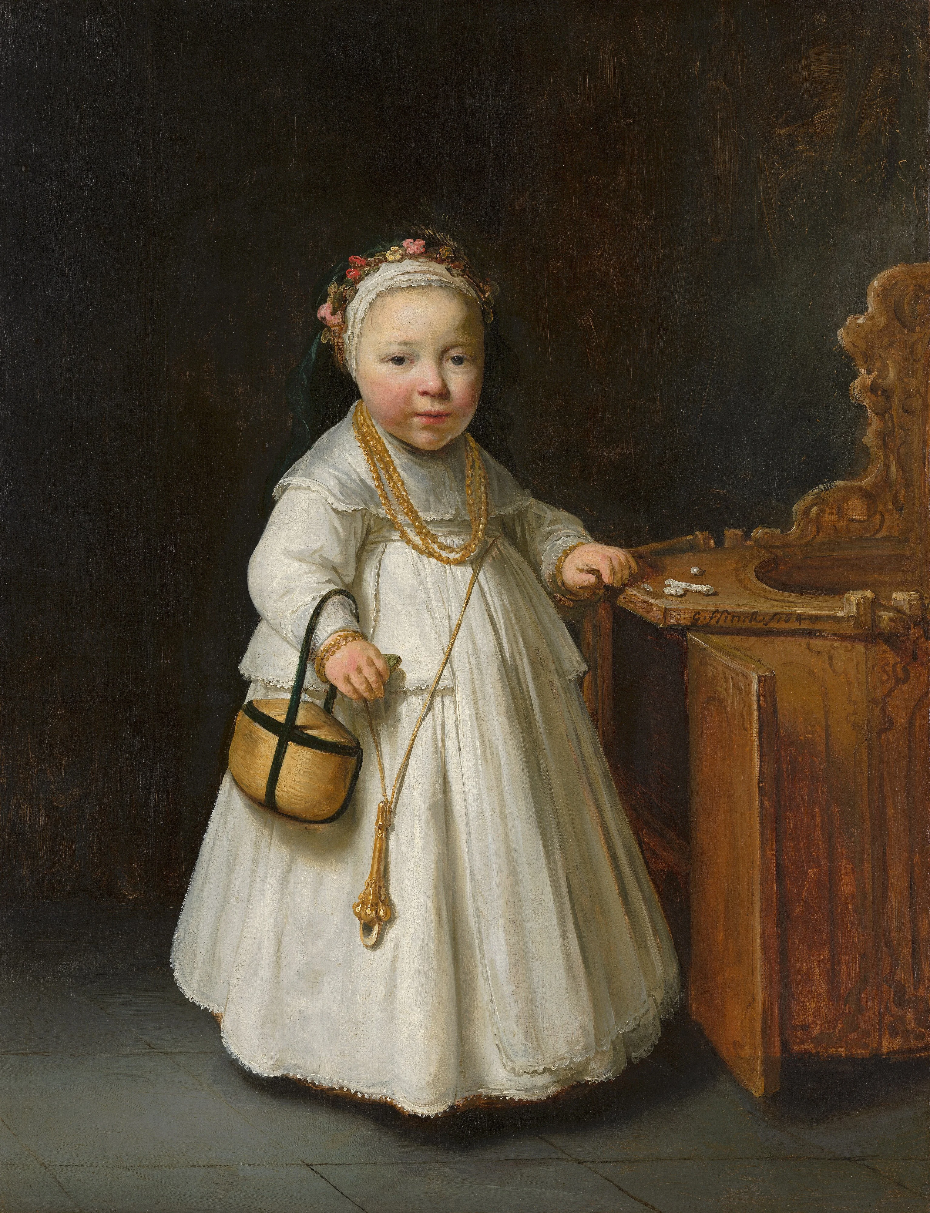 Girl by a High Chair, by Govert Flinck, oil, 1640