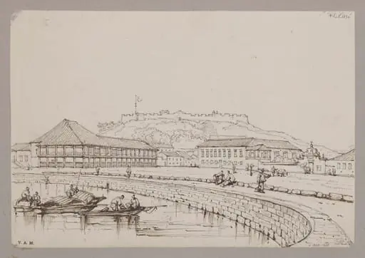 Houses of Mr. Whiteman ("the forty-pillared house") and Captain Elliott, and Monte Fort, Macao