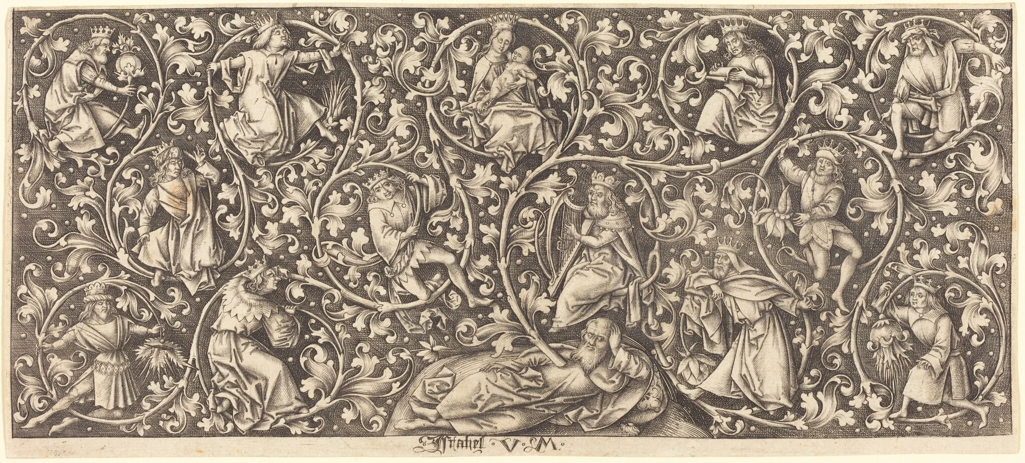 Ornament with the Tree of Jesse, by Israhel van Meckenem, ink, 1474
