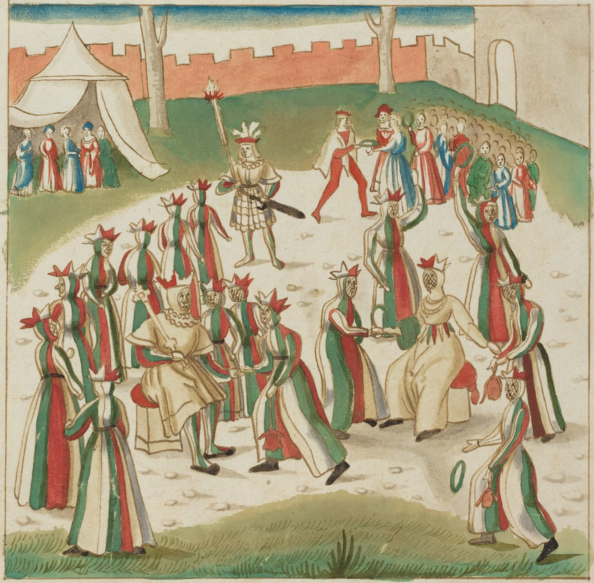 Outdoor Games, by German 16th Century, ink, 1514