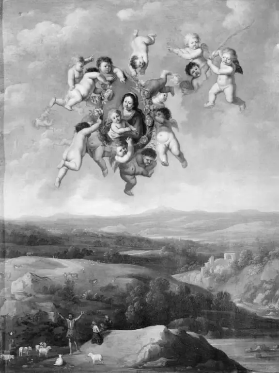 Floating Angels with Image of the Virgin