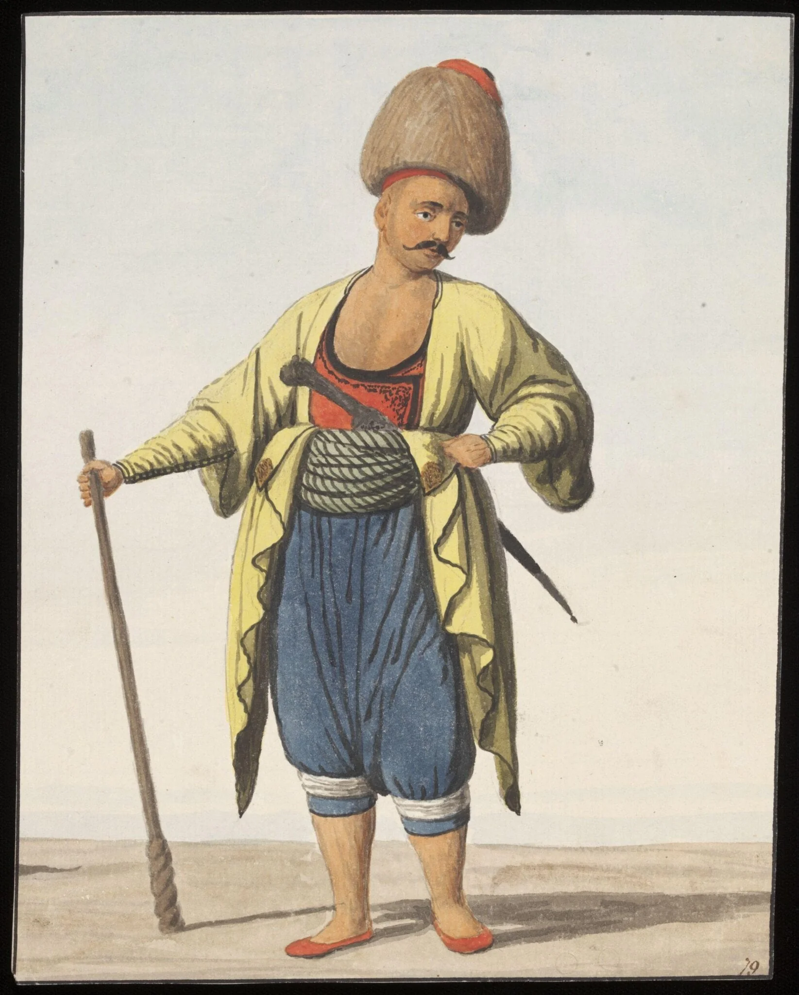 Bekçi, or watchman, by Anonymous Greek artist, watercolor, 1809
