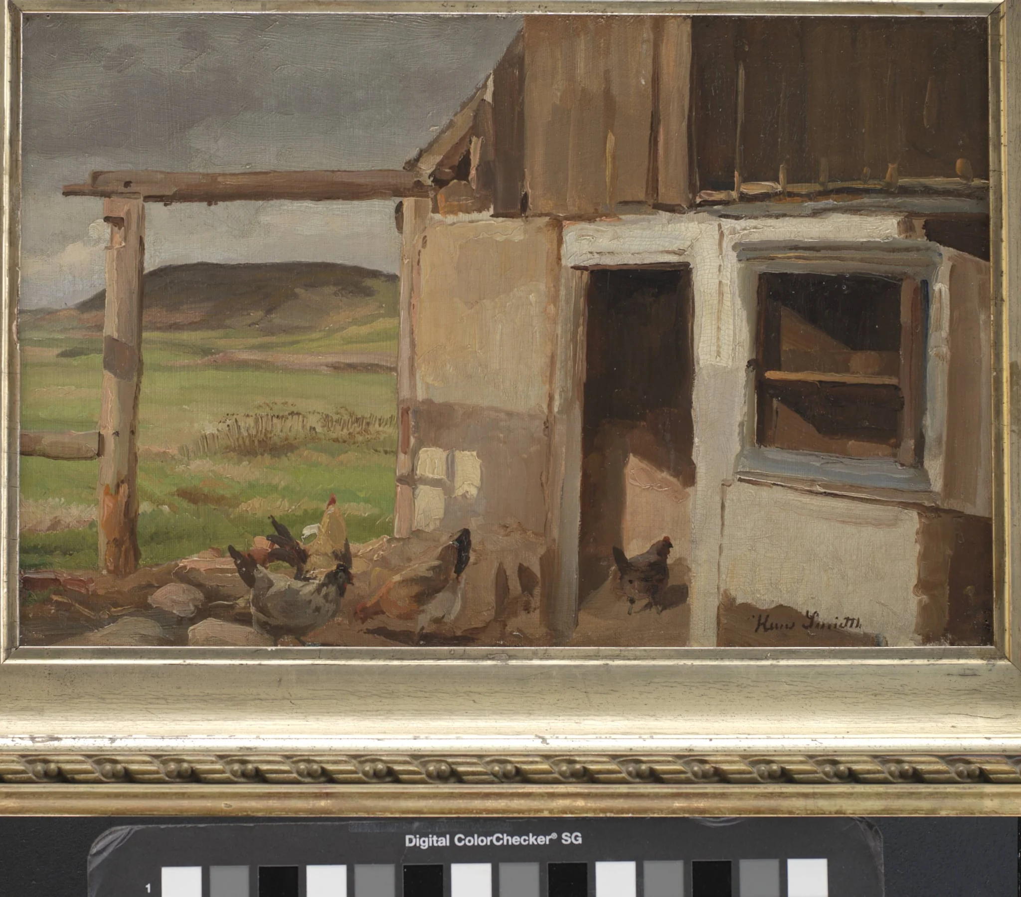 Hus med hønsegård, by Unknown, 1868