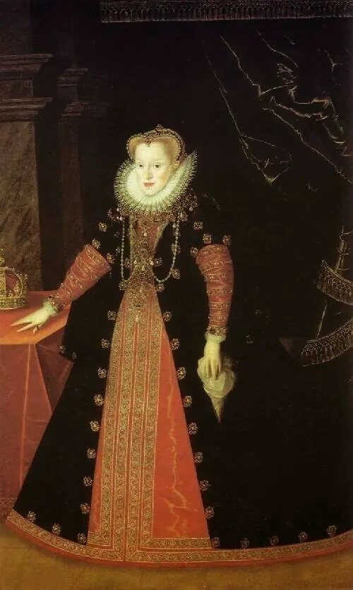 Full-length portrait of Anne of Austria (1573-1598).