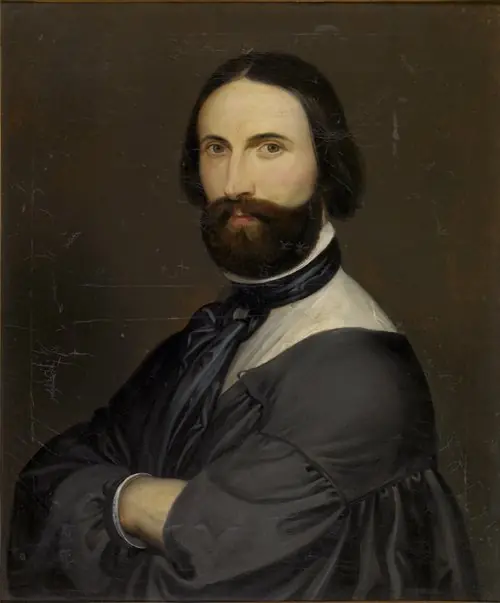 Self-portrait of the artist in his studio attire