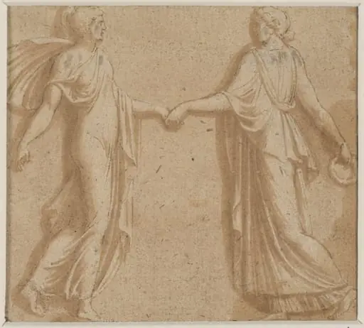 Two figures dancing