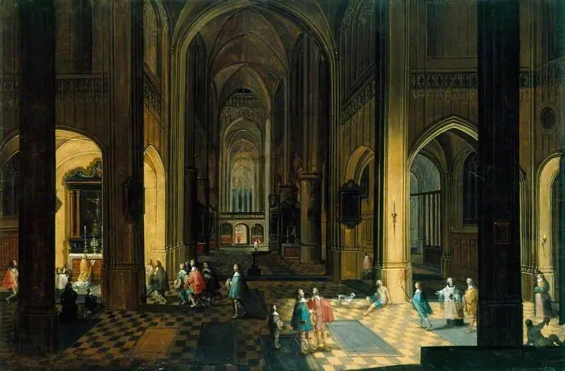 Interior of a Cathedral: Night Scene