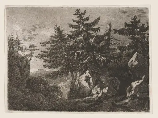 Pines on a Mountaintop at Night
