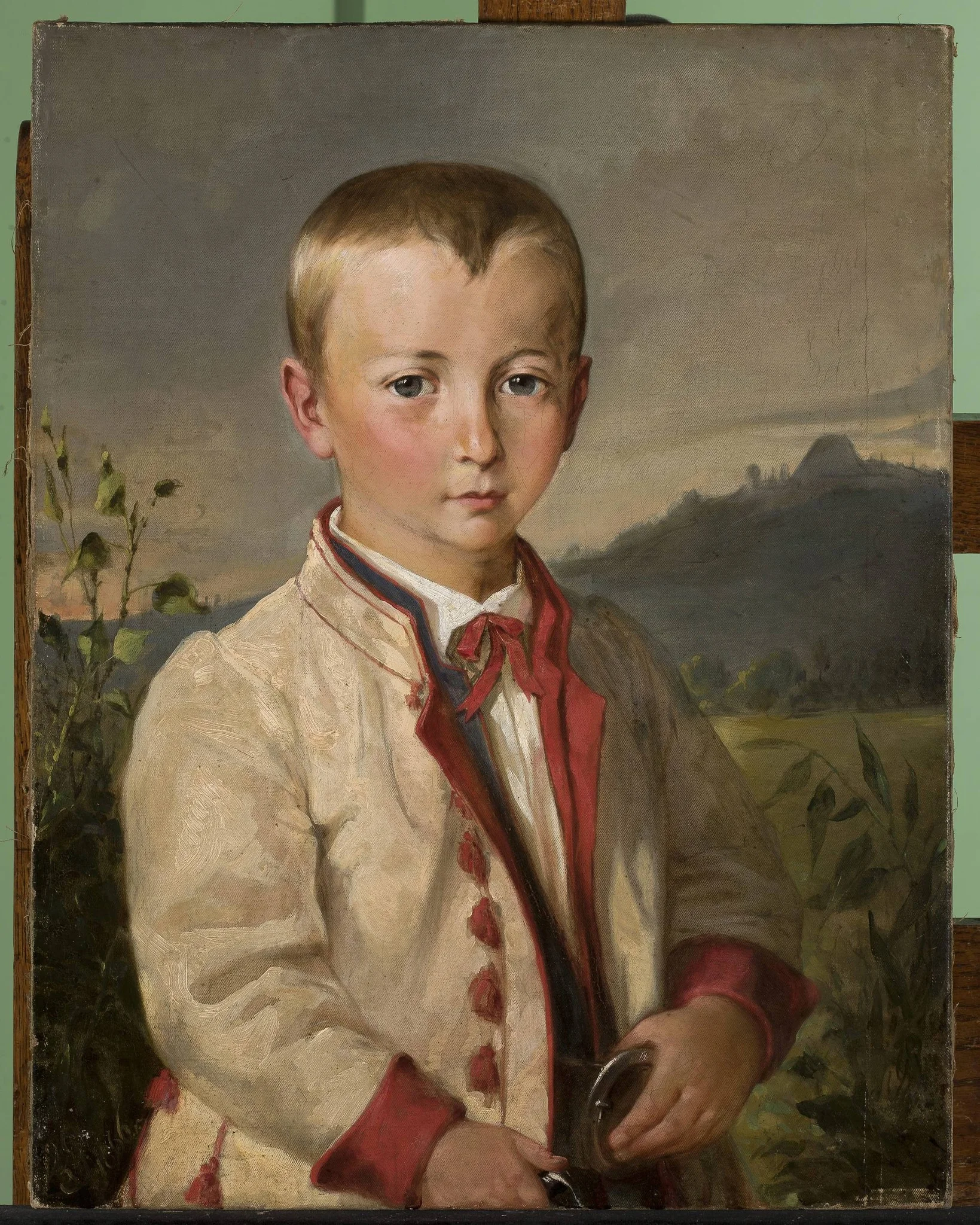 Boy against landscape