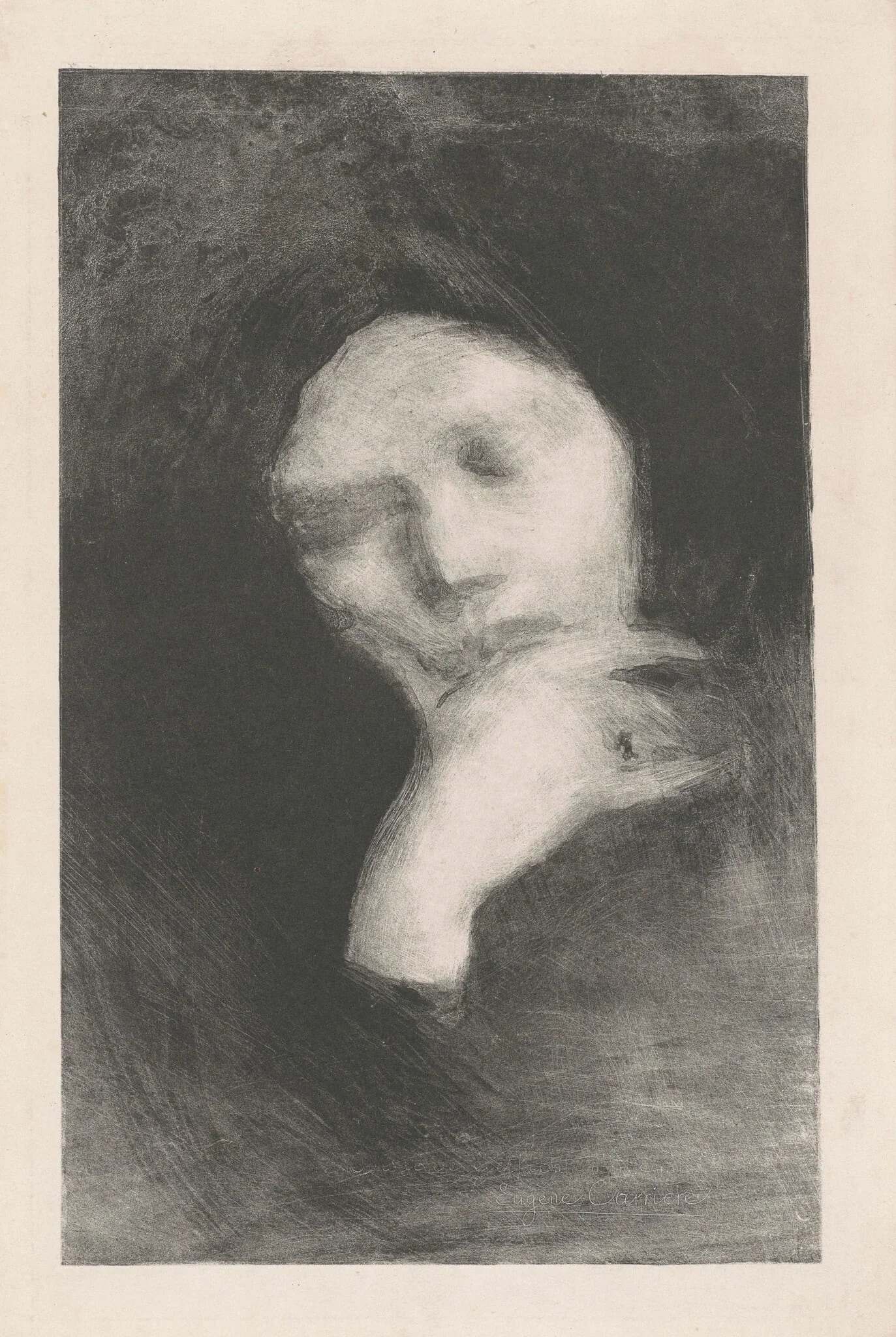 Meditation, by Eugène Carrière, ink, 1878