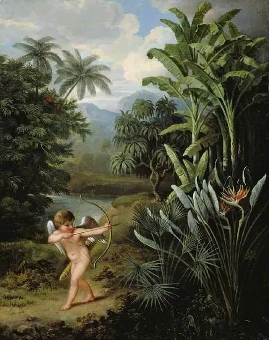 Cupid inspiring the plants with love