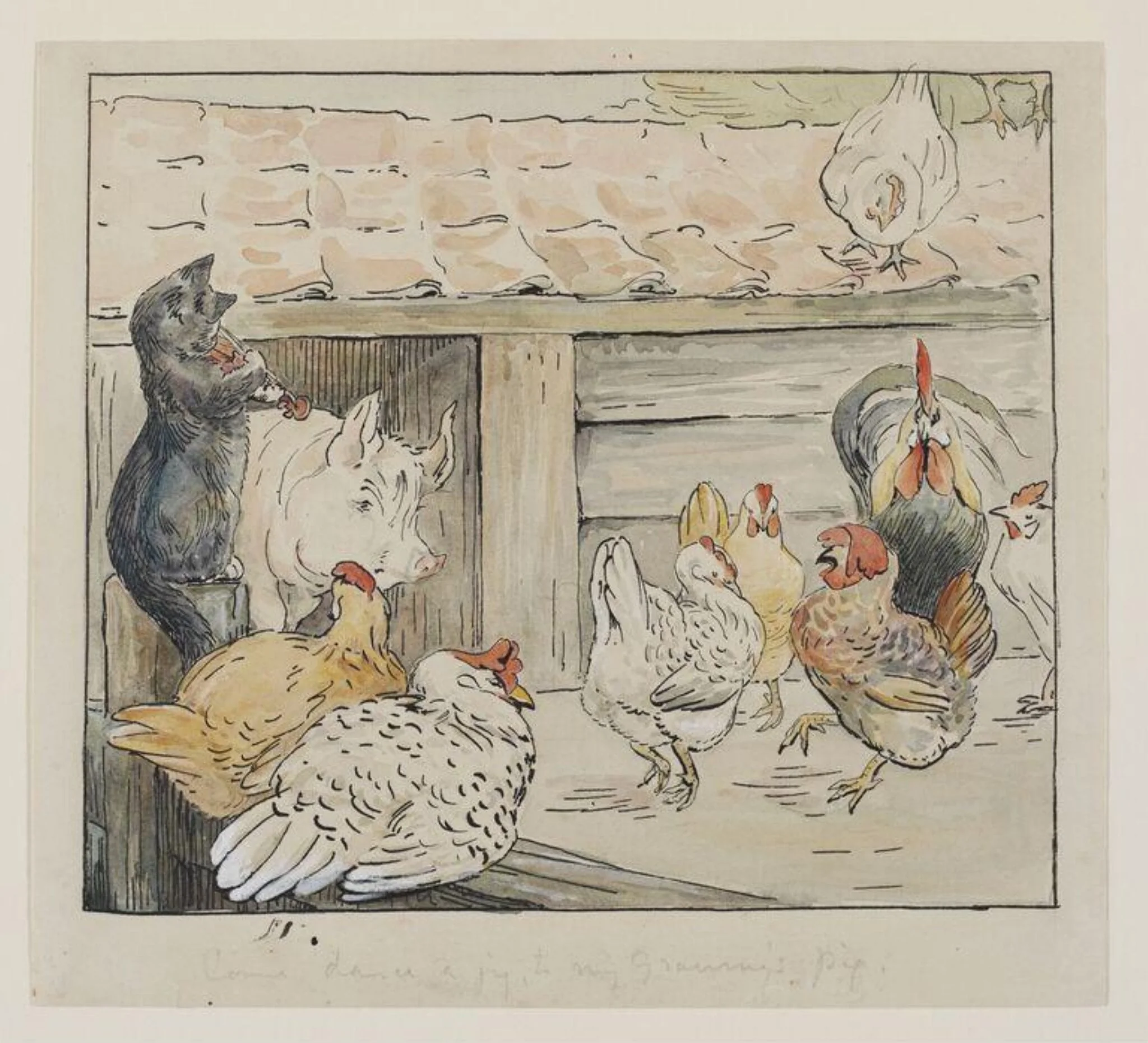 Come dance a jig to my Granny's pig, by Beatrix Potter, watercolor, 1905