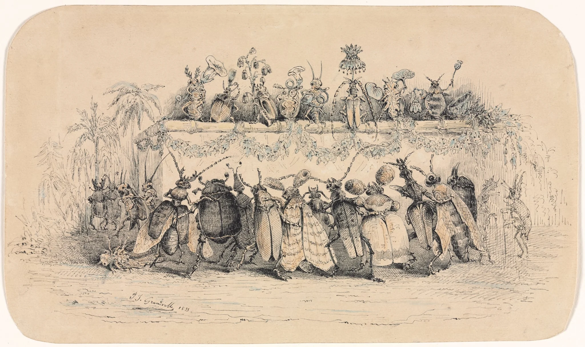 An Insect Ball, by Jean-Jacques Grandville, 1835