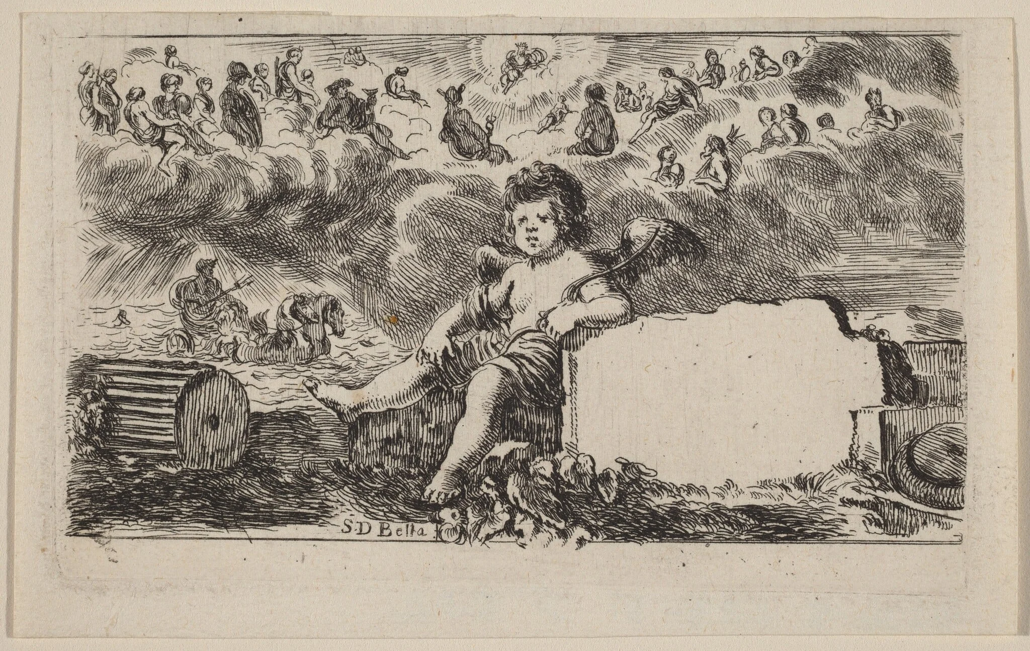 Title Page for "Jeu des Mythologie", by Stefano Della Bella, ink, 1644