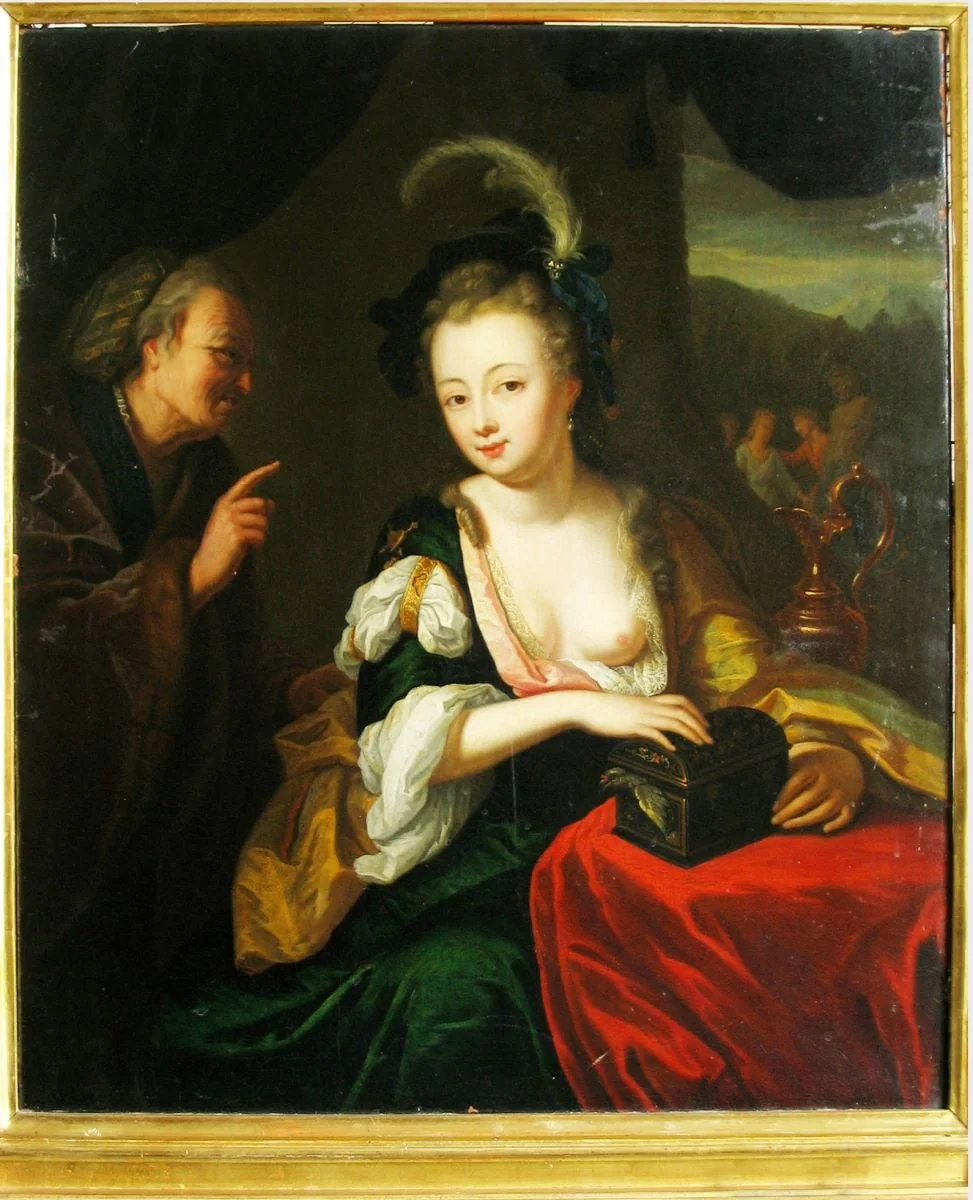 Doamnă cu o pasăre în cutie, by Gottfried Schalken, 1684