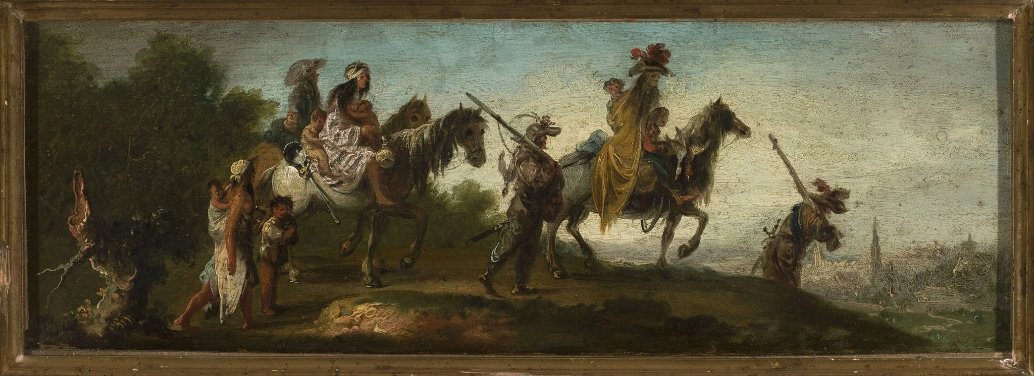 Gipsies on the road, by Jacques Callot, oil, 1623