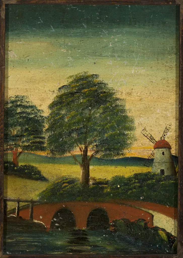 Landscape with a windmill and a bridge