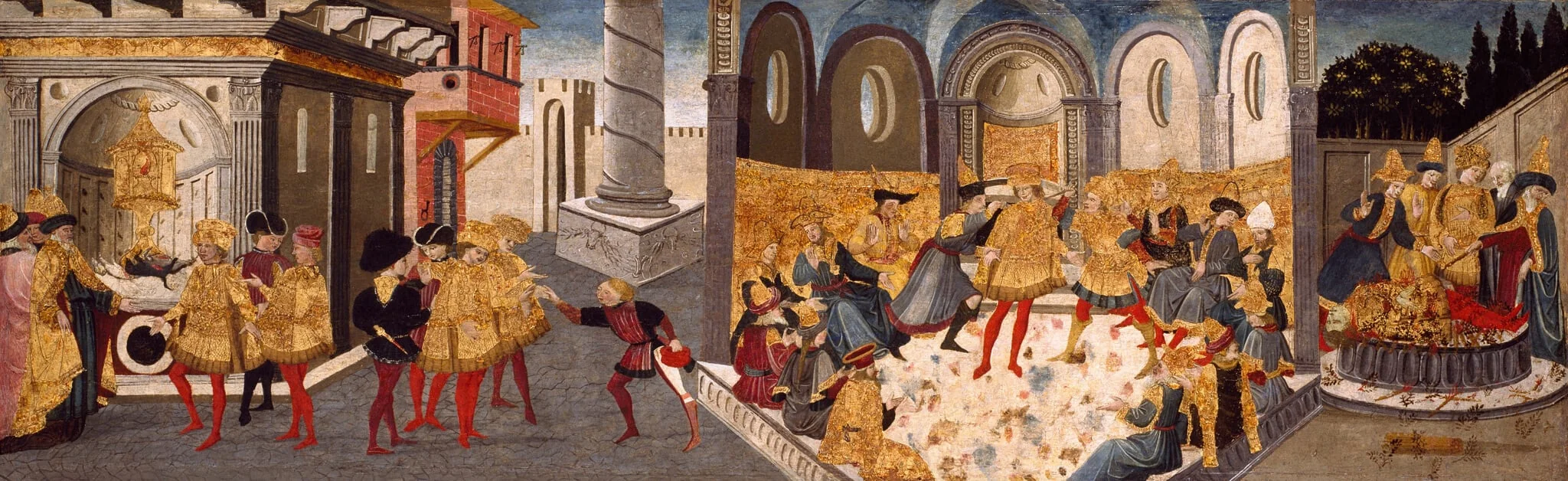The Assassination and Funeral of Julius Caesar, by Workshop of Apollonio di Giovanni, tempera, 1458