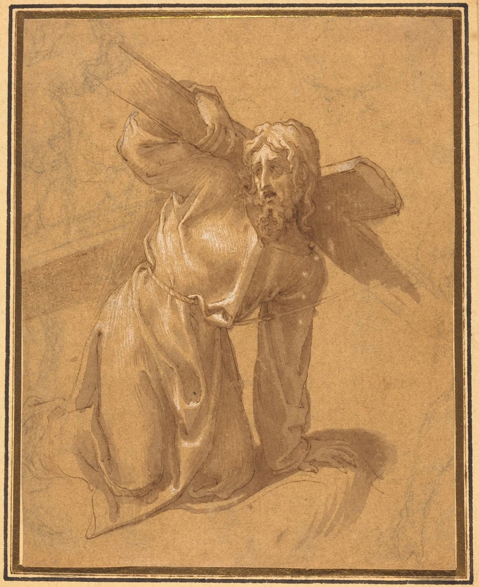 Christ Falling under the Cross, by Francesco Salviati, chalk, 1536