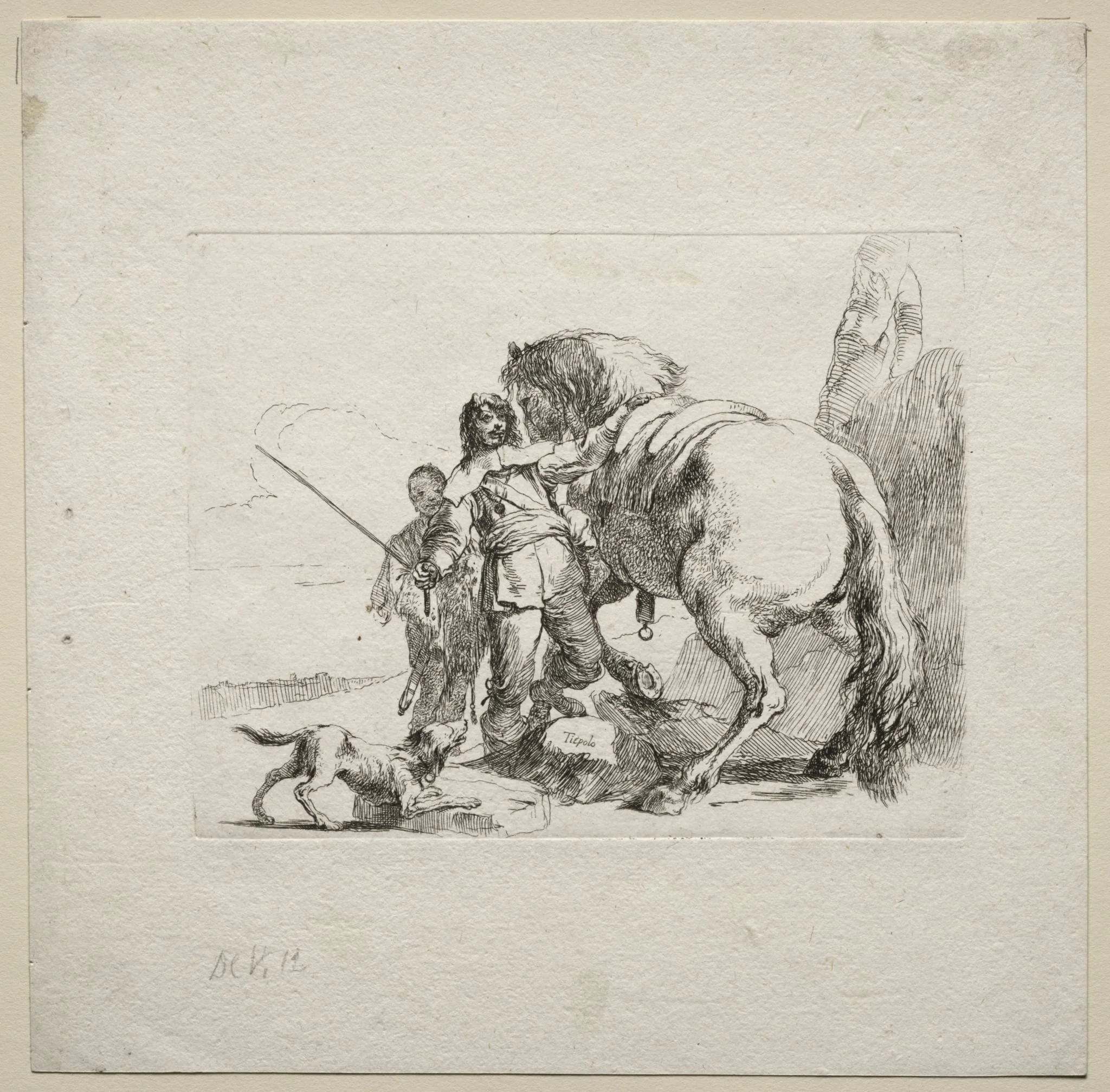 Various Caprices:  The Cavalier Mounting his Horse, by Giovanni Battista Tiepolo, 1742