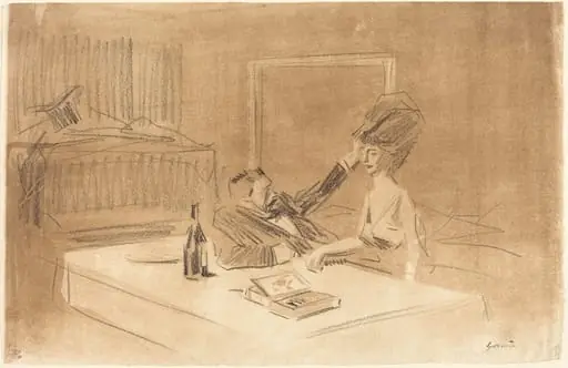 Scène de cabinet particulier (planche en largeur au lavis) (Scene in a Private Room) (horizontal plate with wash)