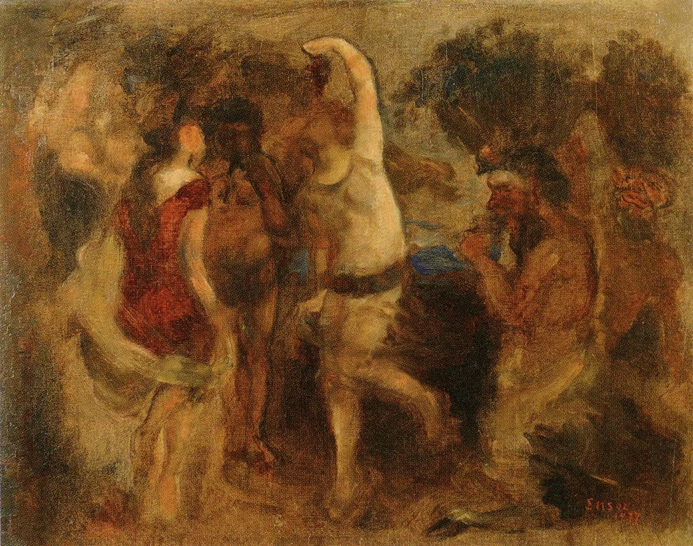 Bacchanal, by James Ensor, oil, 1889