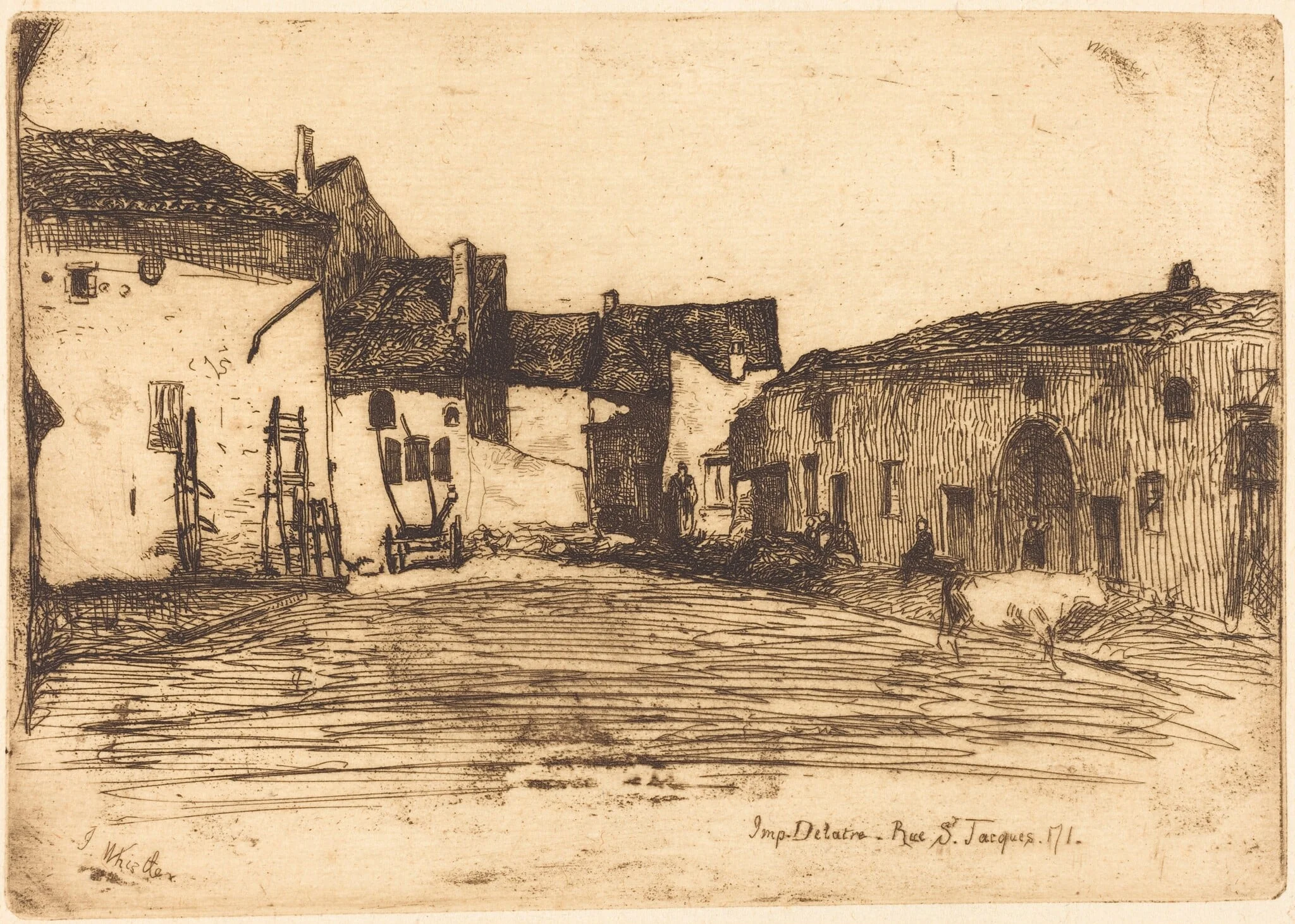 Liverdun, by James McNeill Whistler, ink, 1858