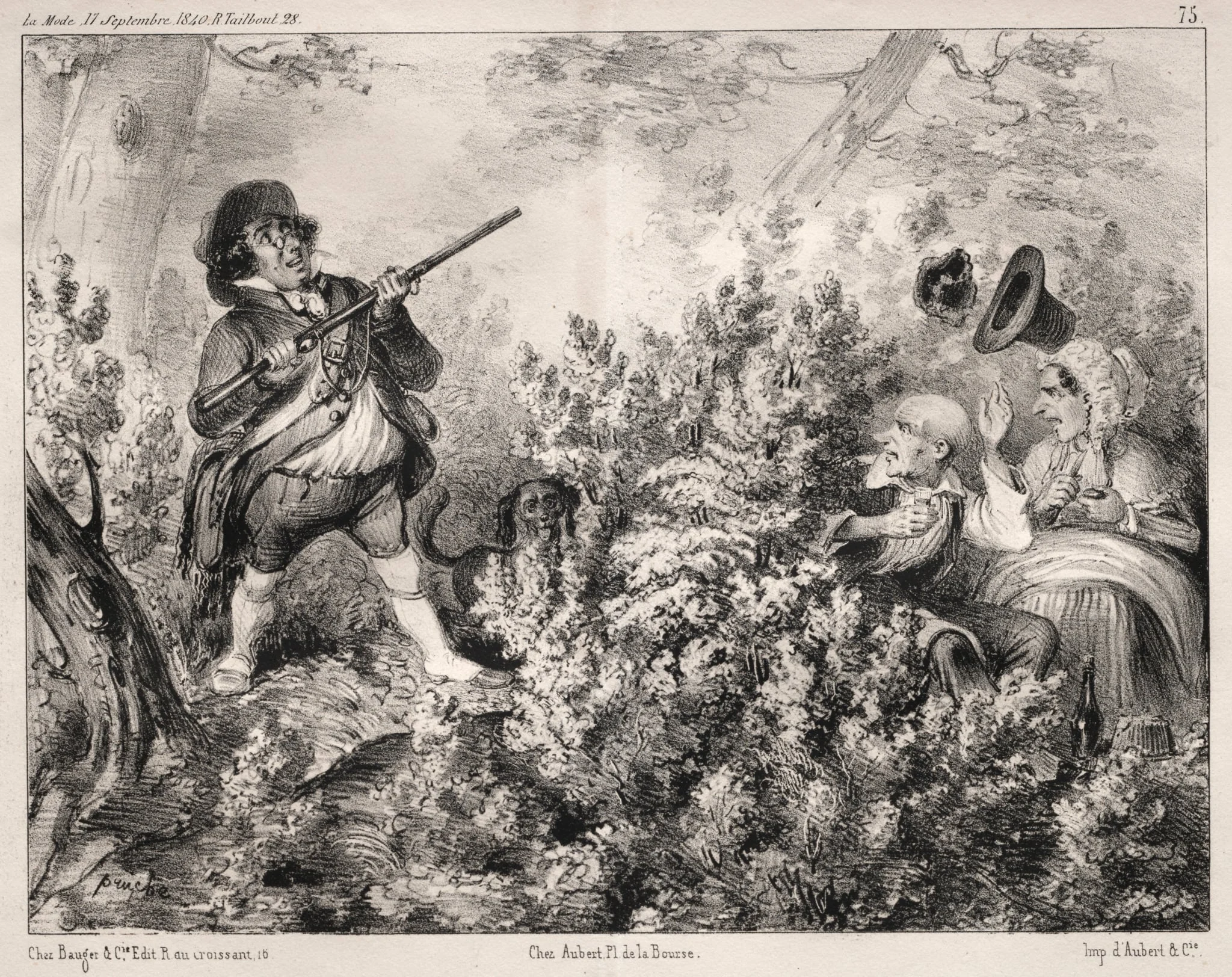 Actualités:  L'Ouverture de la Chasse, by Clémente Pruche, 1840