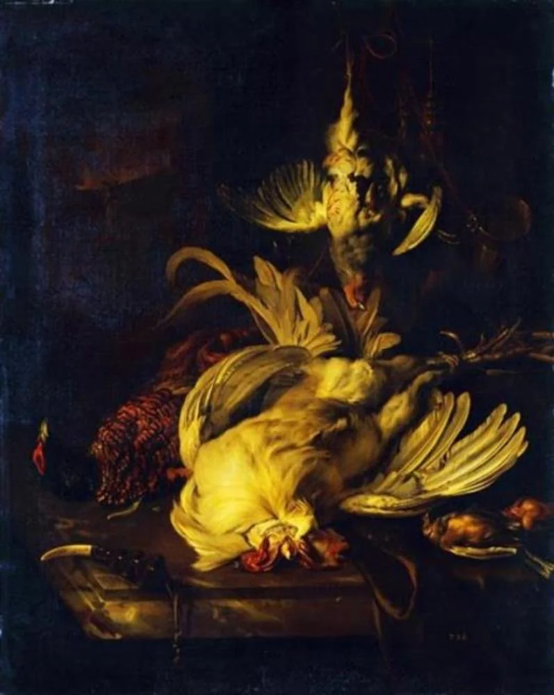 Still-life with a white cock, by Jan Weenix, oil, 1690
