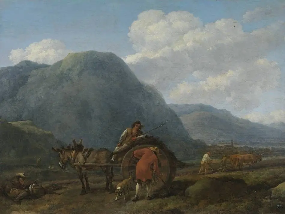 Italianate landscape with donkey cart